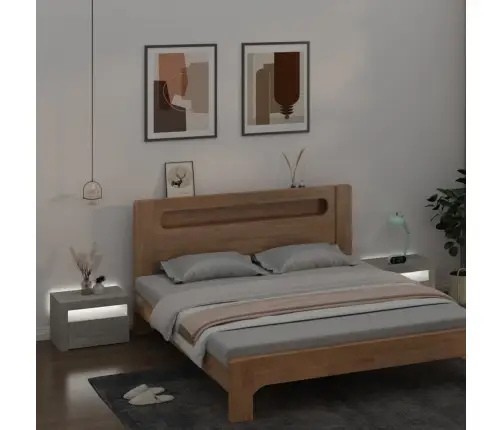 Naktsskapīši Ar Led, 2 Gab., Betona Pelēki, 60X35X40 Cm Vidaxl