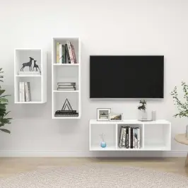Televizoriaus Spintelių Komplektas, 3 Dalių, Baltas, Mdp