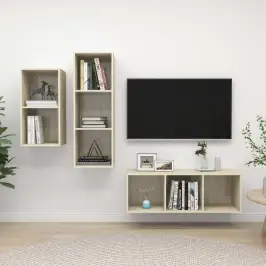 3-Daļīgs Tv Plauktu Komplekts, Ozolkoka Krāsa Inženierijas Koks Vidaxl