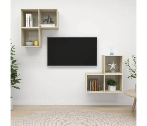4-Daļīgs Tv Plauktu Komplekts, Ozolkoka Krāsa Inženierijas Koks Vidaxl