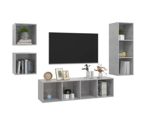 4-Osaline Telerikappide Komplekt, Betoonhall, Puitlaastplaat