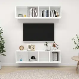 Sienas Tv Plaukti, 2 Gab., Balti, Inženierijas Koks Vidaxl