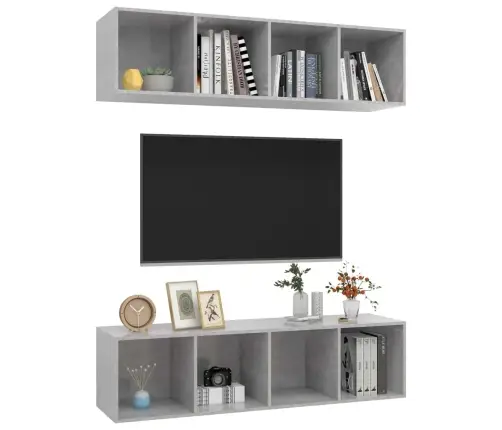 Sienas Tv Plaukti, 2 Gab., Betona Pelēki, Inženierijas Koks Vidaxl