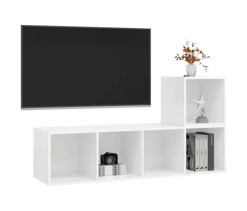 2-Daļīgs Tv Plauktu Komplekts, Balts, Inženierijas Koks Vidaxl 2-Daļīgs Tv Plauktu Komplekts, Balts, Inženierijas Koks Vidaxl