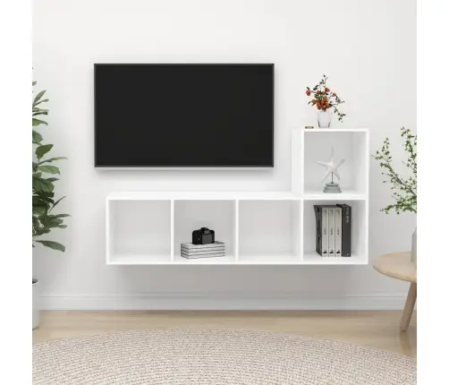 2-Daļīgs Tv Plauktu Komplekts, Balts, Inženierijas Koks Vidaxl 2-Daļīgs Tv Plauktu Komplekts, Balts, Inženierijas Koks Vidaxl