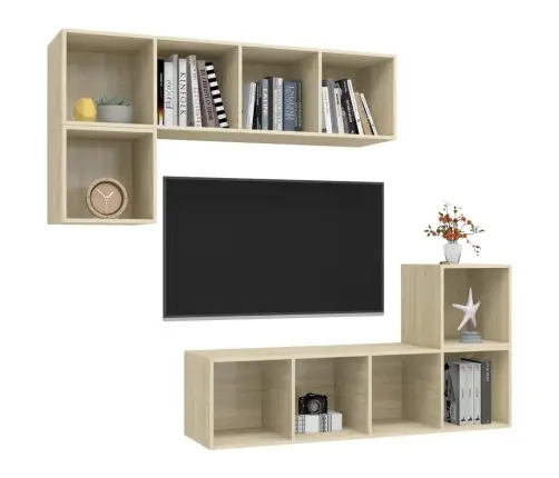 4-Daļīgs Tv Plauktu Komplekts, Ozolkoka Krāsa Inženierijas Koks Vidaxl