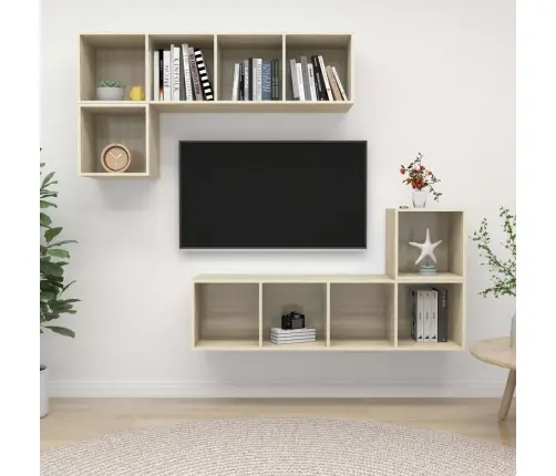 4-Daļīgs Tv Plauktu Komplekts, Ozolkoka Krāsa Inženierijas Koks Vidaxl