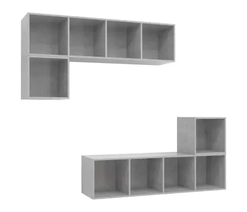 4-Daļīgs Tv Plauktu Komplekts, Betona Pelēks, Inženierijas Koks Vidaxl