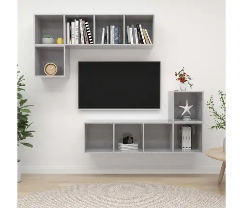 4-Daļīgs Tv Plauktu Komplekts, Betona Pelēks, Inženierijas Koks Vidaxl