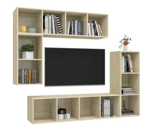 4-Daļīgs Tv Skapīšu Komplekts, Ozola Krāsa, Inženierijas Koks Vidaxl 4-Daļīgs Tv Skapīšu Komplekts, Ozola Krāsa, Inženierijas Koks Vidaxl