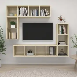 Televizoriaus Spintelių Komplektas, 4 Dalių, Ąžuolo, Mediena