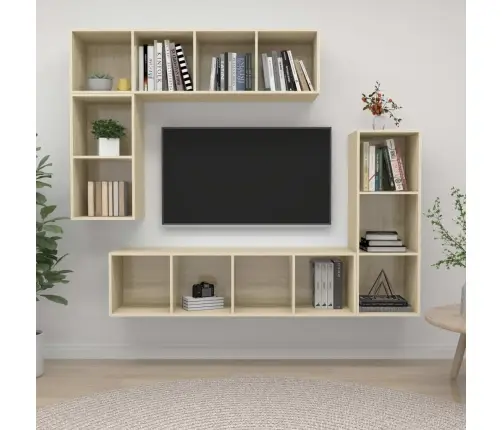 4-Daļīgs Tv Skapīšu Komplekts, Ozola Krāsa, Inženierijas Koks Vidaxl 4-Daļīgs Tv Skapīšu Komplekts, Ozola Krāsa, Inženierijas Koks Vidaxl