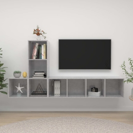 3-Daļīgs Tv Plauktu Komplekts, Betona Pelēks, Inženierijas Koks Vidaxl