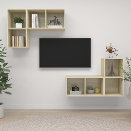 Sienas Tv Plaukti, 4 Gab., Ozolkoka Krāsa, Inženierijas Koks Vidaxl