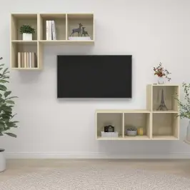 Sienas Tv Plaukti, 4 Gab., Ozolkoka Krāsa, Inženierijas Koks Vidaxl