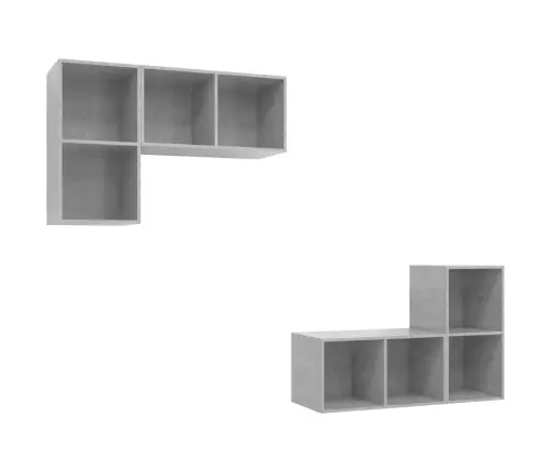 Sienas Tv Plaukti, 4 Gab., Betona Pelēki, Inženierijas Koks Vidaxl