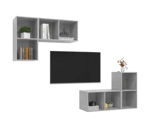 Sienas Tv Plaukti, 4 Gab., Betona Pelēki, Inženierijas Koks Vidaxl