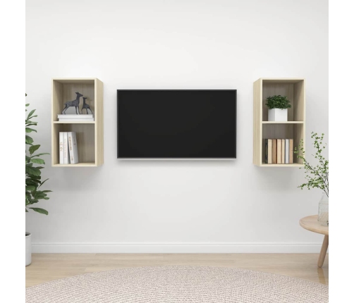 Sienas Tv Plaukti, 2 Gab., Ozolkoka Krāsa, Inženierijas Koks Vidaxl