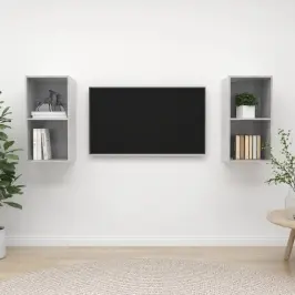 Sienas Tv Plaukti, 2 Gab., Betona Pelēki, Inženierijas Koks Vidaxl