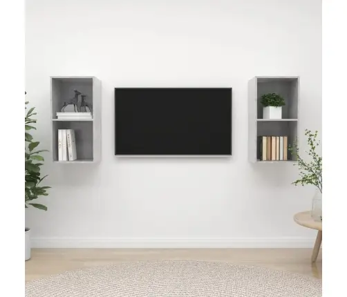 Sienas Tv Plaukti, 2 Gab., Betona Pelēki, Inženierijas Koks Vidaxl