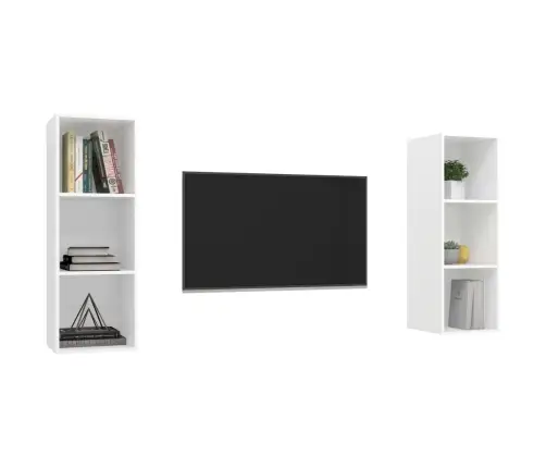 Sieninės Televizoriaus Spintelės, 2Vnt., Baltos, Mdp