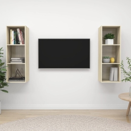Sienas Tv Plaukti, 2 Gab., Ozolkoka Krāsa, Inženierijas Koks Vidaxl