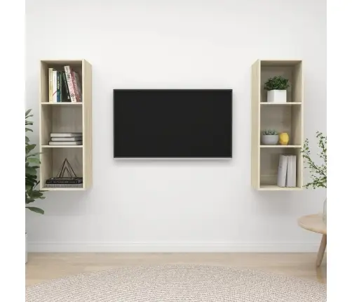 Sienas Tv Plaukti, 2 Gab., Ozolkoka Krāsa, Inženierijas Koks Vidaxl