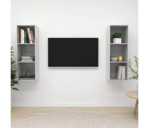 Sieninės Televizoriaus Spintelės, 2Vnt., Betono Pilkos, Mdp