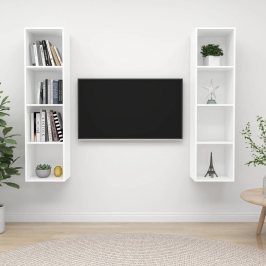 Sienas Tv Plaukti, 2 Gab., Balti, Inženierijas Koks Vidaxl