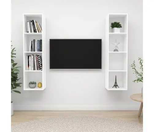 Sienas Tv Plaukti, 2 Gab., Balti, Inženierijas Koks Vidaxl