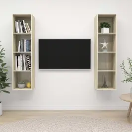 Sienas Tv Plaukti, 2 Gab., Ozolkoka Krāsa, Inženierijas Koks Vidaxl