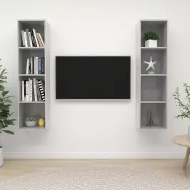 Sienas Tv Plaukti, 2 Gab., Betona Pelēki, Inženierijas Koks Vidaxl