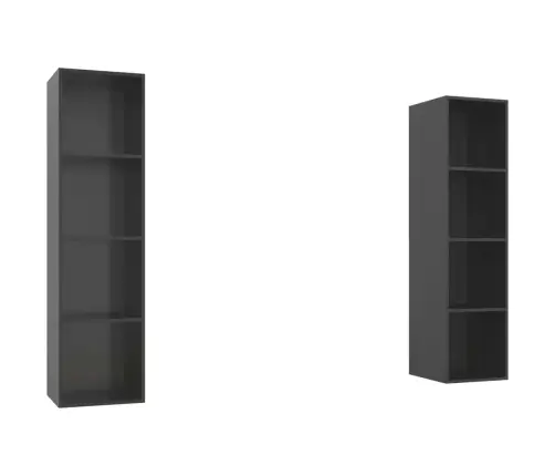 Sienas Tv Plaukti, 2 Gab., Spīdīgi Pelēki, Inženierijas Koks Vidaxl