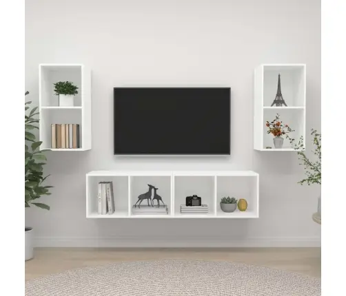 Sienas Tv Plaukti, 4 Gab., Balti, Inženierijas Koks Vidaxl