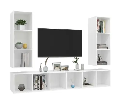 Sienas Tv Plaukti, 4 Gab., Balti, Inženierijas Koks Vidaxl