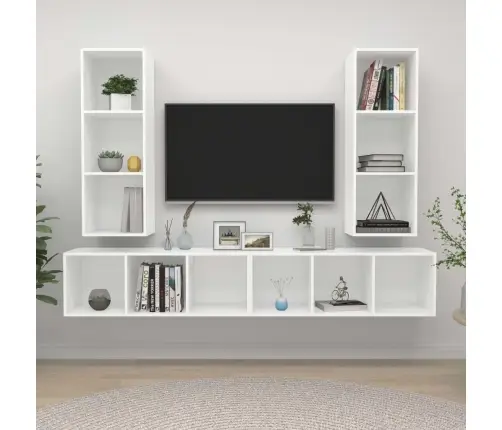 Sienas Tv Plaukti, 4 Gab., Balti, Inženierijas Koks Vidaxl