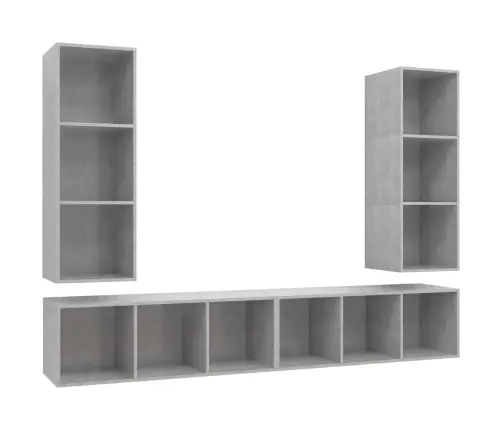 Sieninės Televizoriaus Spintelės, 4Vnt., Betono Pilkos, Mdp