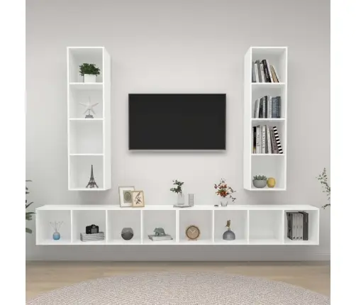 Sienas Tv Plaukti, 4 Gab., Balti, Inženierijas Koks Vidaxl