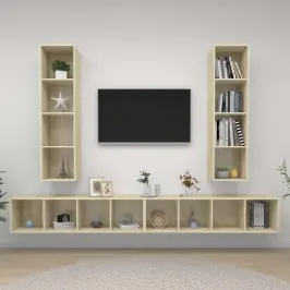 Sienas Tv Plaukti, 4 Gab., Ozolkoka Krāsa, Inženierijas Koks Vidaxl