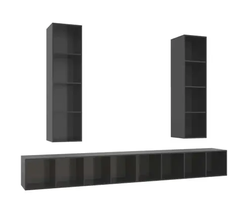 Sienas Tv Plaukti, 4 Gab., Spīdīgi Pelēki, Inženierijas Koks Vidaxl