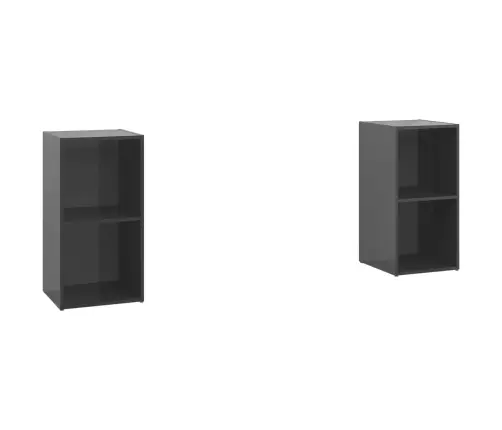 Tv Plaukti, 2 Gb. Spīdīgi Pelēki 72X35X36,5Cm Inženierijas Koks Vidaxl