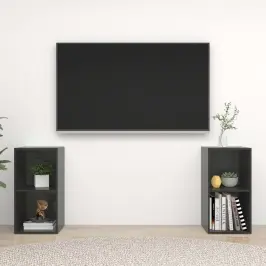 Tv Plaukti, 2 Gb. Spīdīgi Pelēki 72X35X36,5Cm Inženierijas Koks Vidaxl