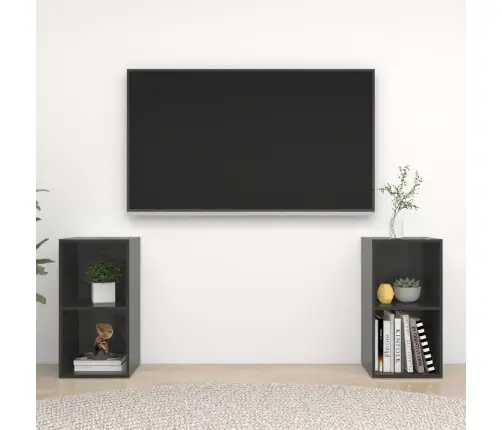 Tv Plaukti, 2 Gb. Spīdīgi Pelēki 72X35X36,5Cm Inženierijas Koks Vidaxl