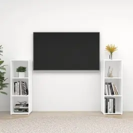 Tv Plaukti, 2 Gab., Balti, 107X35X37 Cm, Inženierijas Koks Vidaxl