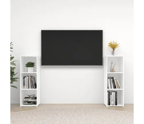 Tv Plaukti, 2 Gab., Balti, 107X35X37 Cm, Inženierijas Koks Vidaxl