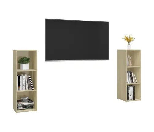 Tv Plaukti, 2 Gb. Balti, Ozolkoka 107X35X37Cm Inženierijas Koks Vidaxl