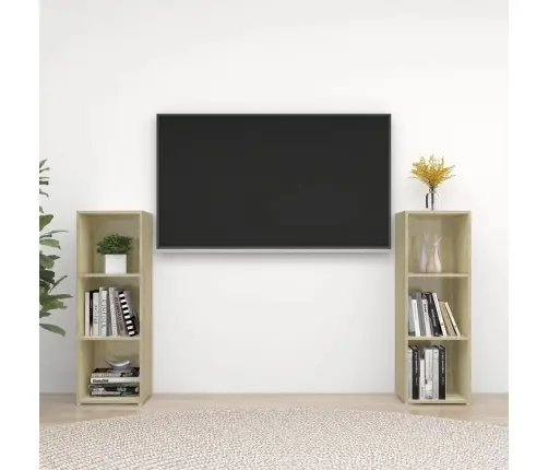 Tv Plaukti, 2 Gb. Balti, Ozolkoka 107X35X37Cm Inženierijas Koks Vidaxl