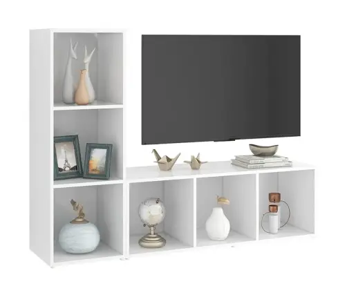 Tv Plaukti, 2 Gab., Balti, 107X35X37 Cm, Inženierijas Koks Vidaxl