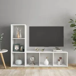 Tv Plaukti, 2 Gab., Balti, 107X35X37 Cm, Inženierijas Koks Vidaxl