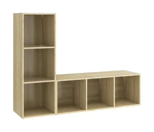 Tv Plaukti, 2 Gb. Balti, Ozolkoka 107X35X37Cm Inženierijas Koks Vidaxl